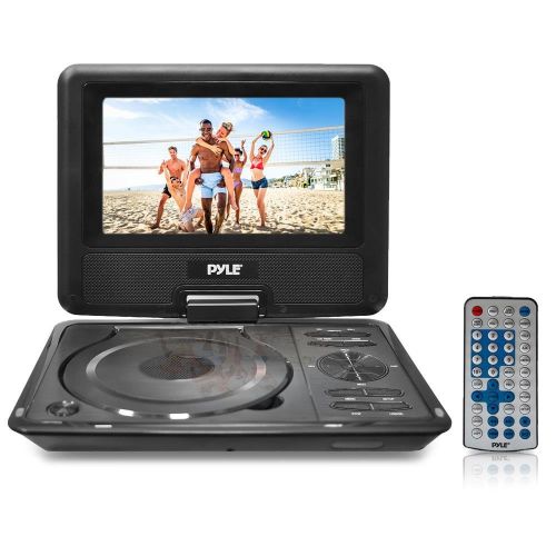  Pyle 9” Portable DVD CD Player - High Resolution TFT Swivel Angle Foldable Display Screen Built-in Rechargeable Battery USBSD Card Readers 32GB Memory & Multimedia Support w Remote Co