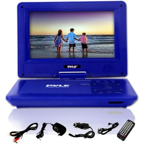  Upgraded 2017 Pyle 9 Inch Portable Travel DVD Player, Use as Car CD DVD Player, Rechargeable Battery, USBSD, Headphone Jack, Includes Remote Control, Car Charger, Travel Bag Blue