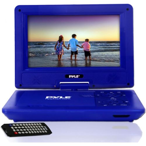  Upgraded 2017 Pyle 9 Inch Portable Travel DVD Player, Use as Car CD DVD Player, Rechargeable Battery, USBSD, Headphone Jack, Includes Remote Control, Car Charger, Travel Bag Blue