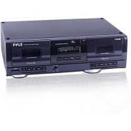 Pyle Dual Stereo Cassette Tape Deck - Clear Audio Double Player Recorder System w MP3 Music Converter, RCA for Recording, Dubbing, USB, Retro Design - For Standard  CrO2 Tapes, Home U