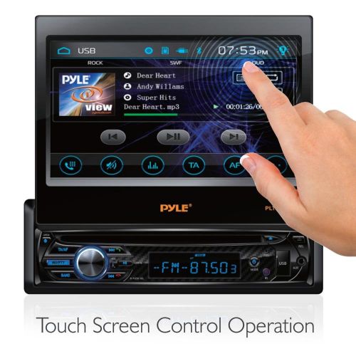  Pyle Single DIN Head Unit Receiver - In-Dash Car Stereo with 7” Multi-Color Touchscreen Display - Audio Video System with Bluetooth for...