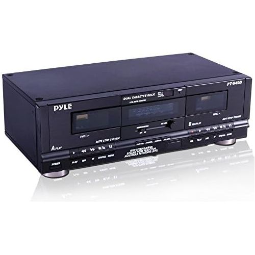  Pyle Home Digital Tuner Dual Cassette Deck | Media Player | Music Recording Device with RCA Cables | Switchable Rack Mounting Hardware | CrO2 Tape Selector | Included 3 Digit Tape