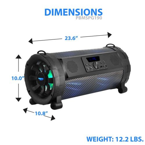  Pyle Bluetooth Boombox Street Blaster Stereo Speaker - Portable Wireless 300 Watt Power FM Radio  MP3 System w Remote, LED Lights & Rechargeable battery - PBMSPG190