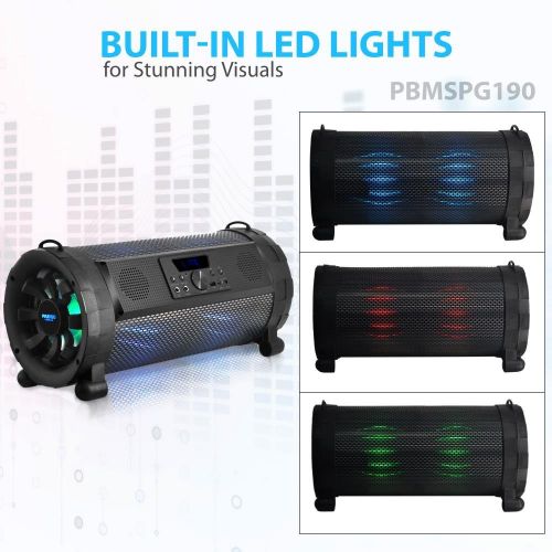  Pyle Bluetooth Boombox Street Blaster Stereo Speaker - Portable Wireless 300 Watt Power FM Radio  MP3 System w Remote, LED Lights & Rechargeable battery - PBMSPG190