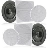 Pyle Pair 10” Flush Mount In-wall In-ceiling 2-Way Speaker System Spring Loaded Quick Connections Changeable RoundSquare Grill Stereo Sound Polypropylene Cone Polymer Tweeter 300