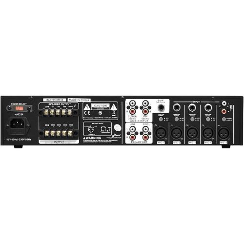  Pyle 70V System Audio Power Amplifier - 700W Rack Mount Portable Home Stereo Sound Receiver Mixer System w70V 100V Speaker Output, RCA AUX IN, USB, Mic Talkover - For Multi Speakers -