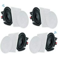 Pyle 6.5” 4 Bluetooth Flush Mount In-wall In-ceiling 2-Way Speaker System Quick Connections Changeable RoundSquare Grill Polypropylene Cone & Tweeter Stereo Sound 4 Ch Amplifier 2