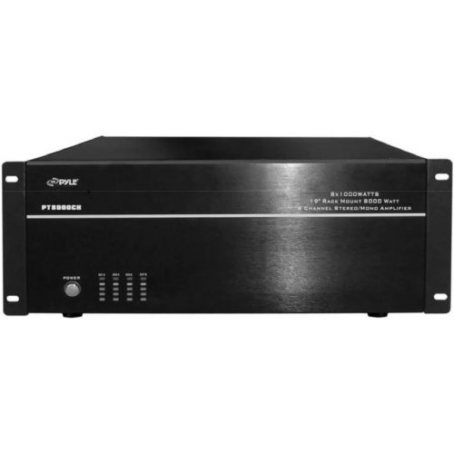  Pyle 8-Channel Home Theater Amplifier Rack Mount Amp, Black, 8000 Watt (PT8000CH)