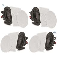 Pyle 8” 4 Bluetooth Flush Mount In-wall In-ceiling 2-Way Speaker System Quick Connections Changeable RoundSquare Grill Polypropylene Cone & Tweeter Stereo Sound 4 Ch Amplifier 250