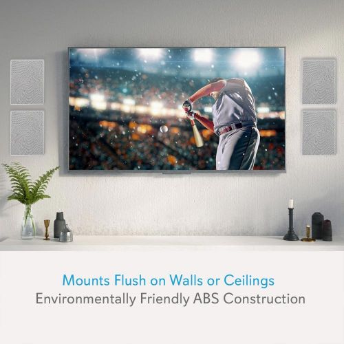  Pyle 8” 4 Bluetooth Flush Mount In-wall In-ceiling 2-Way Speaker System Quick Connections Changeable RoundSquare Grill Polypropylene Cone & Tweeter Stereo Sound 4 Ch Amplifier 250