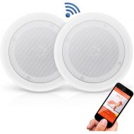 Pyle Pair 8” Bluetooth Flush Mount In-wall In-ceiling 2-Way Universal Home Speaker System Spring Loaded Quick Connections Polypropylene Cone Polymer Tweeter Stereo Sound 250 Watts