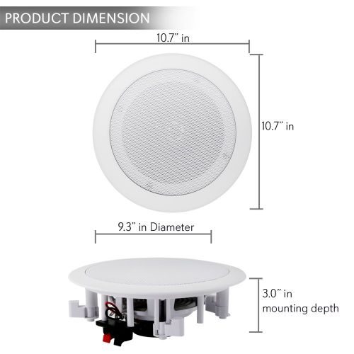  Pyle Pair 8” Bluetooth Flush Mount In-wall In-ceiling 2-Way Universal Home Speaker System Spring Loaded Quick Connections Polypropylene Cone Polymer Tweeter Stereo Sound 250 Watts