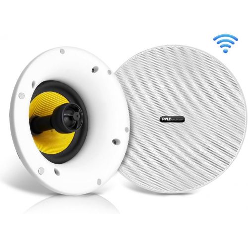  Pyle Pair 8” Bluetooth Flush Mount In-wall In-ceiling 2-Way Universal Home Speaker System Spring Loaded Quick Connections Polypropylene Cone Polymer Tweeter Stereo Sound 250 Watts