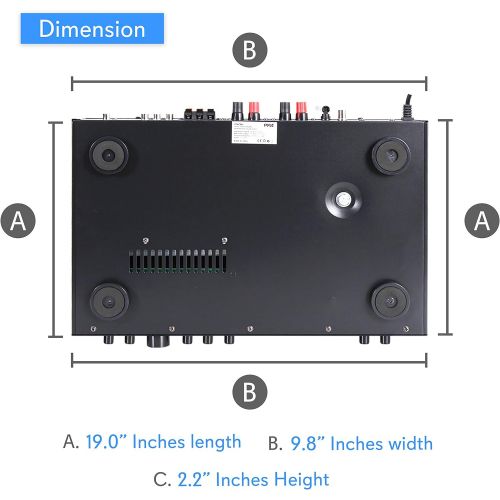  Pyle - Upgraded Premium Rack Mount Bluetooth Receiver, Home Theater Amp, Speaker Amplifier, Bluetooth Wireless Streaming, MP3USBSDAUXFM Radio, 200 Watt, w Digital ID3 LCD Disp