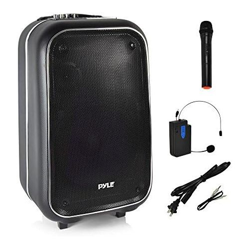  Pyle Portable PA Speaker | Wireless Bluetooth Karaoke System, Wireless Microphone, Built-in Rechargeable Battery | Portable Carry Wheels | FM Radio | USB MP3 Player | Quality Struc