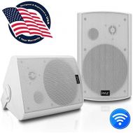 Pyle Outdoor Wall-Mount Patio Stereo Speaker - Waterproof Bluetooth Wireless & No Amplifier Needed - Portable Electric Theater Sound Surround System for Home Party Cabinet Enclosur