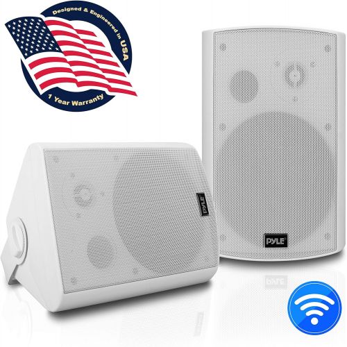  Pyle Outdoor Wall-Mount Patio Stereo Speaker - Waterproof Bluetooth Wireless & No Amplifier Needed - Portable Electric Theater Sound Surround System for Home Party Cabinet Enclosur