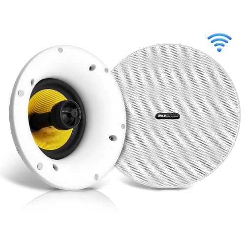  Pyle WiFi Bluetooth Ceiling Mount Speakers - 6.5” in-Wallin-Ceiling Dual Active & Passive Speaker System (2) Flush Mount w Powerful 270 Watts Remote Control & MUZO Player Compatible -