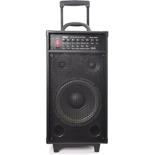  Pyle Outdoor Portable Wireless Bluetooth PA Loud speaker Stereo Sound System with 10 inch Subwoofer, Mid-Range Tweeter, Rechargeable Battery, Microphone, Remote - PWMA1050BT