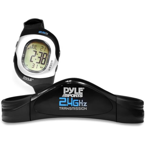  Pyle Smart Fitness Heart Rate Monitor - Digital Sports Wrist Watch Activity HR Tracker w 2.4GHz Chest Strap, EL Backlight, Alarm, SOS Mode, Used in Exercise or Running, For Men and Wom