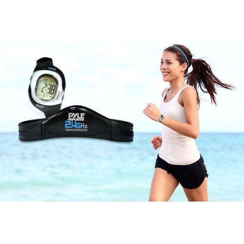  Pyle Smart Fitness Heart Rate Monitor - Digital Sports Wrist Watch Activity HR Tracker w 2.4GHz Chest Strap, EL Backlight, Alarm, SOS Mode, Used in Exercise or Running, For Men and Wom