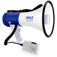 Pyle Portable Compact PA Megaphone Speaker w LED Flashlight, Alarm Siren, Adjustable Volume, 50W Handheld Lightweight Bullhorn w Detachable Mic, Battery Powered, for Indoor Outdo