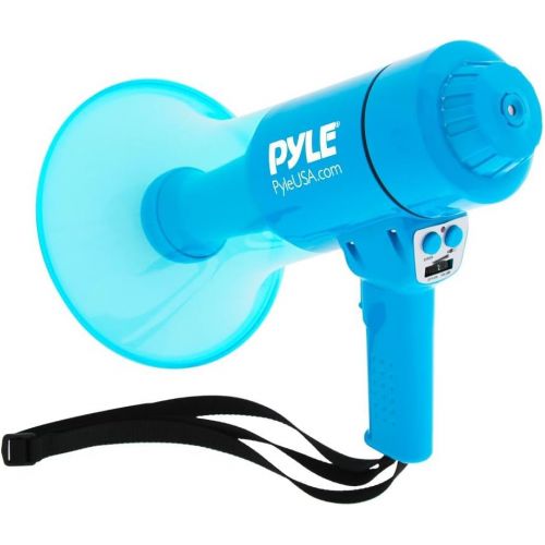  Pyle Portable Compact PA Megaphone Speaker w Alarm Siren, Adjustable Volume, 40 W Handheld Lightweight Marine Grade Waterproof Bullhorn, LED Flashlight, AA Battery Powered, Indoor