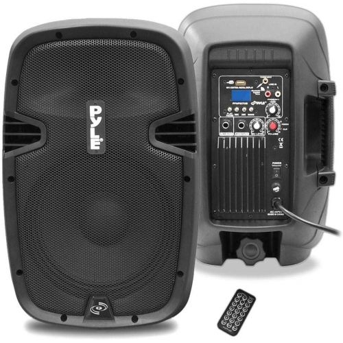  Pyle PPHP837UB Powered Active PA System Loudspeaker Bluetooth with Microphone - 8 Inch Bass Subwoofer Stage Speaker Monitor Built in USB for MP3 Amplifier - DJ Party Portable Sound