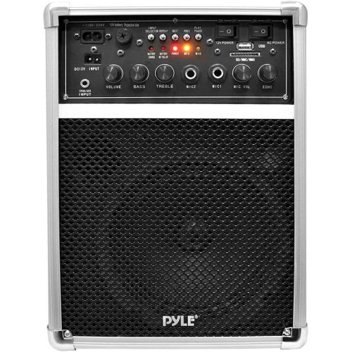  Pyle Pro Outdoor Indoor Wireless Bluetooth Portable PA Stereo Sound System with 6.5 inch Speaker, USB SD Card Reader, Rechargeable Battery, Indicator Lights, Wireless Microphone, R