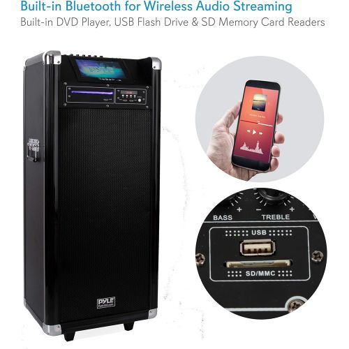  Pyle Karaoke Vibe Bluetooth PA Speaker System, Audio & Video Wireless Entertainment System, Microphone Included