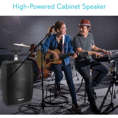  Pyle Wireless Portable PA Speaker System - 360W Bluetooth Compatible Battery Powered Rechargeable Outdoor DJ Sound Speaker Microphone Set MP3 USB SD FM Radio RCA 14 Mic in Wheels - Pyl