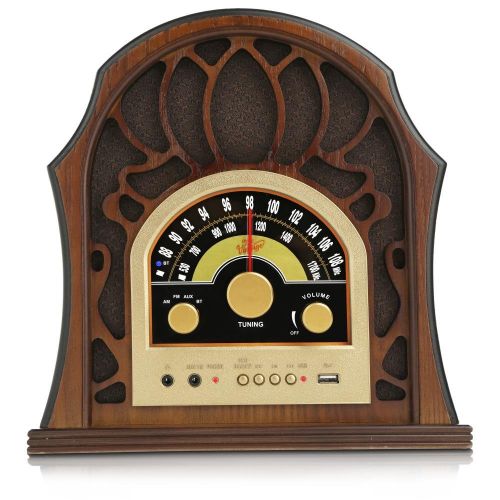  Pyle Retro Speaker Vintage Radio - Classic Style Stereo, Wireless Bluetooth Receiver Speakers, Built-in Full Range Sound System Reproduction, USB, MP3 Player, AMFM Tuner - PUNP37B