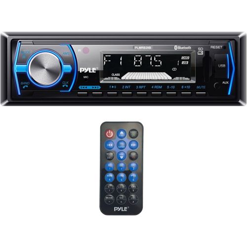  Pyle PLMRB29W Bluetooth MP3 USB AUX SD Card In-Dash Stereo AMFM Radio Single Din White Headunit Receiver Player Bundle Combo With Metra 99-9000 Universal Underdash Stereo Housing