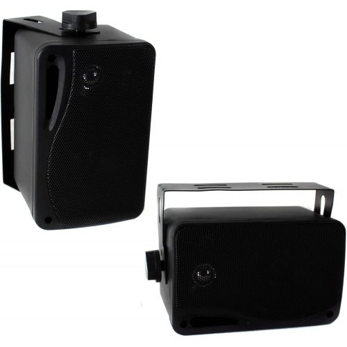  Pyle 8 3.5 200 Watt 3-Way Weather Proof Mini Box Speaker System Black (4 Pack)