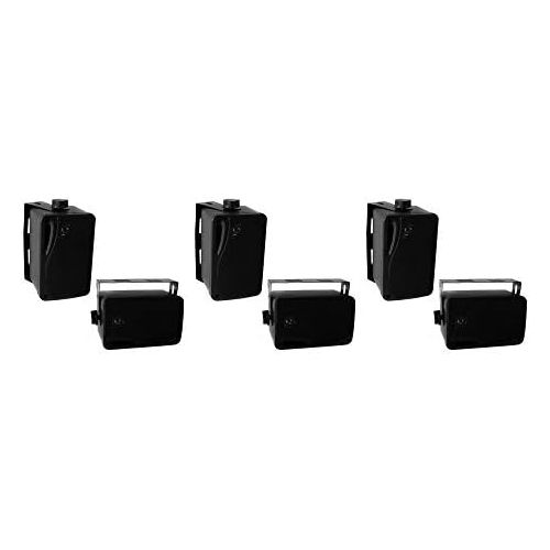  Pyle 3.5 200 Watt 3 Way Weatherproof Mini Box Speaker System (Pair) (3 Pack)