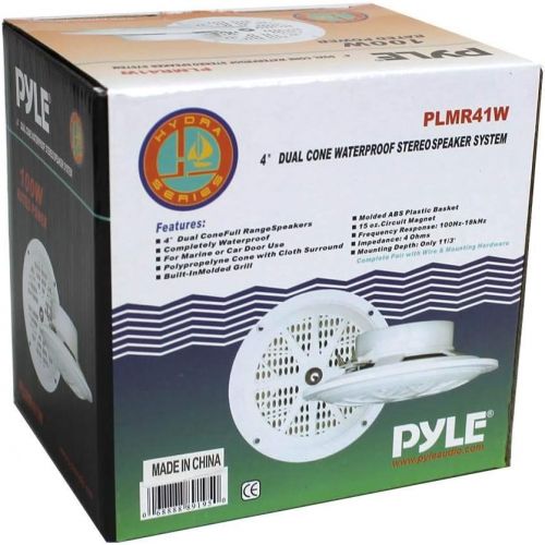  Pyle New PLMR41W 4 100W Marine Dual Cone Waterproof BoatMarine Car Speakers (12 Pack)