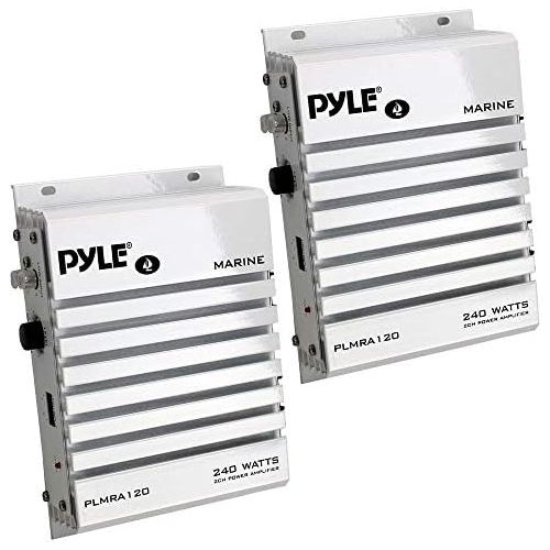  Pyle PLMRA120 240W 2 Channel Marine + Boat Waterproof Amplifier Audio Amplifier (2 Pack)