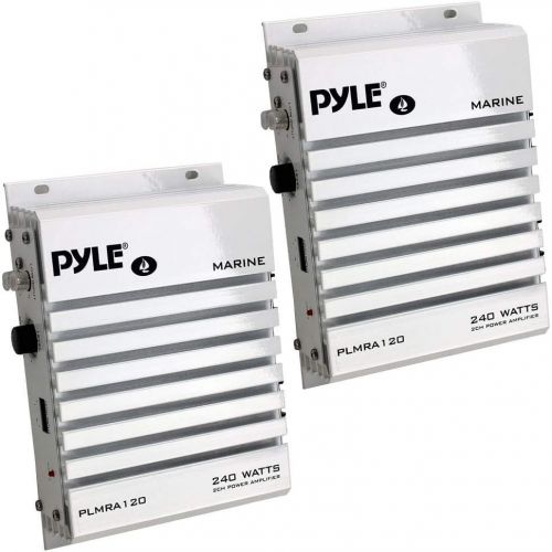  Pyle PLMRA120 240W 2 Channel Marine + Boat Waterproof Amplifier Audio Amplifier (2 Pack)