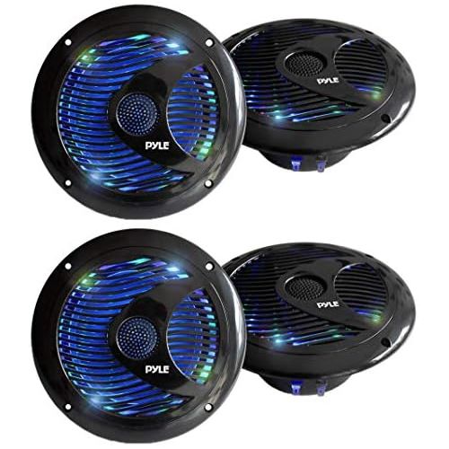  Pyle Audio 150W 6.5-Inch Waterproof Marine Speakers w LED Lights (4 Speakers)