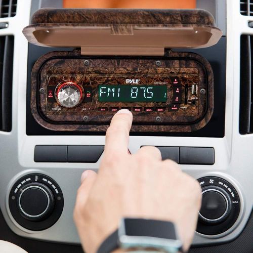  Marine Stereo Receiver Speaker Kit - In-Dash LCD Digital Console Built-in Bluetooth & Microphone 6.5” Waterproof Speakers (2) w MP3USBSDAUXFM Radio Reader & Single DIN - Pyle