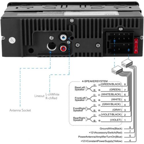  Pyle Camo Stereo Marine Headunit Receiver - 12v Camo Style Single DIN Digital Boat in Dash Radio System Bluetooth, Built in Mic, MP3, USB, SD, AUX, AM FM Radio - Power Wiring Harness -