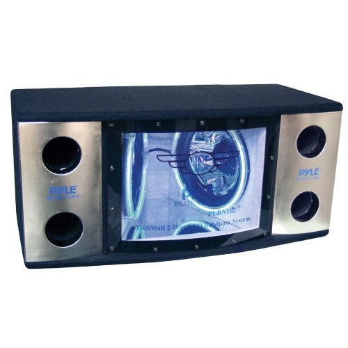  Pyle PLBN122 Dual 12 2 Way 1200 Watt Bandpass wBlue Woofer Rings