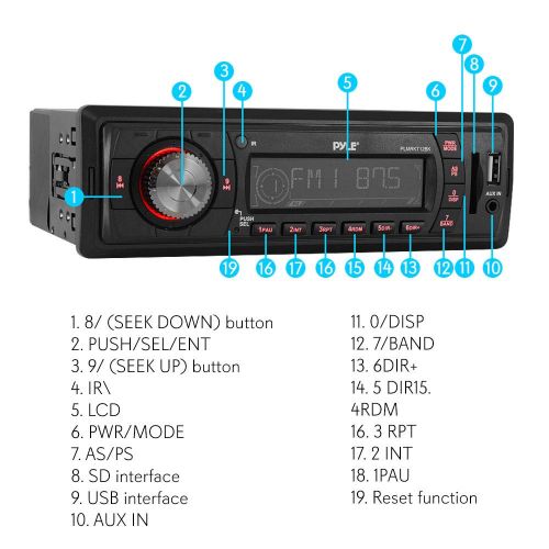  Pyle Marine Headunit Receiver Speaker Kit - In-Dash LCD Digital Stereo w AM FM Radio System 5.25’’ Waterproof Cone Speakers (2) MP3USBSD Readers Aux Input Single DIN & Remote Control