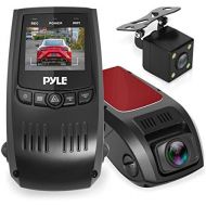 Pyle Dash Cam Rearview DVR Monitor - 1.5” Digital Screen Rear View Dual Camera Video Recording System in Full HD 1080p wBuilt in G-Sensor Parking Monitor & Loop Video Recording Support