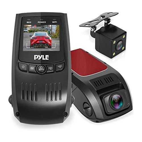  Pyle Dash Cam Rearview DVR Monitor - 1.5” Digital Screen Rear View Dual Camera Video Recording System in Full HD 1080p wBuilt in G-Sensor Parking Monitor & Loop Video Recording Support