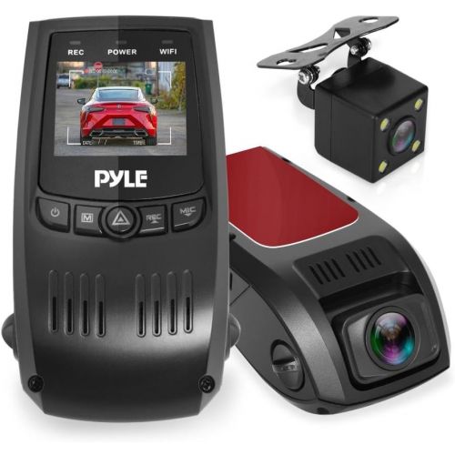  Pyle Dash Cam Rearview DVR Monitor - 1.5” Digital Screen Rear View Dual Camera Video Recording System in Full HD 1080p wBuilt in G-Sensor Parking Monitor & Loop Video Recording Support