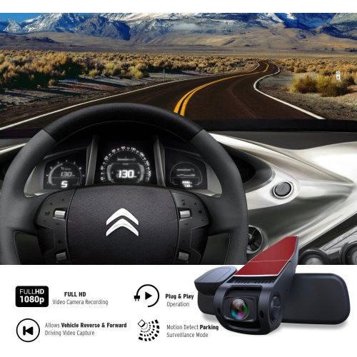  Pyle Dash Cam Rearview DVR Monitor - 1.5” Digital Screen Rear View Dual Camera Video Recording System in Full HD 1080p wBuilt in G-Sensor Parking Monitor & Loop Video Recording Support