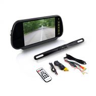Pyle Backup Car Camera - Rear View Mirror Monitor System w/Safety Parking Assist Distance Scale Lines - Features Bluetooth, Waterproof Protection, Night Vision, 7 LCD Screen Displa