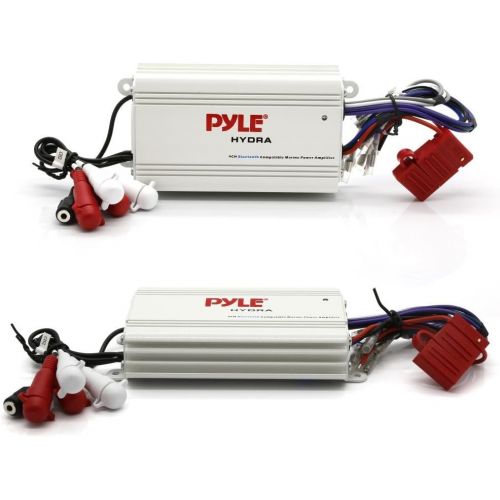  Pyle Auto 4-Channel Bridgeable Marine Amplifier - 200 Watt RMS 4 OHM Full Range Stereo with Wireless Bluetooth & Powerful Prime Speaker - High Crossover HD Music Audio Multi Channe