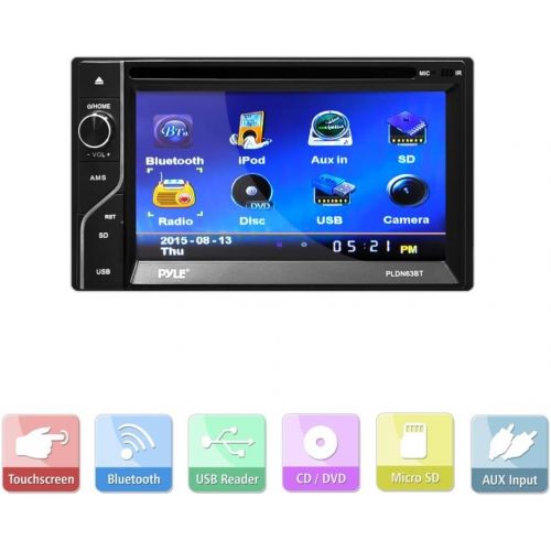 Upgraded Pyle Double Din Touchscreen | DVD CD Player | Bluetooth Handsfree Calling | 6.5 in LCD Monitor | USBMicro SD Card Slot | AM FM Radio | RCA to AUX Input | Remote Control I